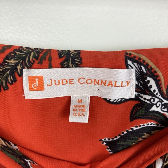 Jude Connally Floral Orange Red Wide Leg Ankle Bohemian Pants Elastic Waist sz M - Picture 2 of 9